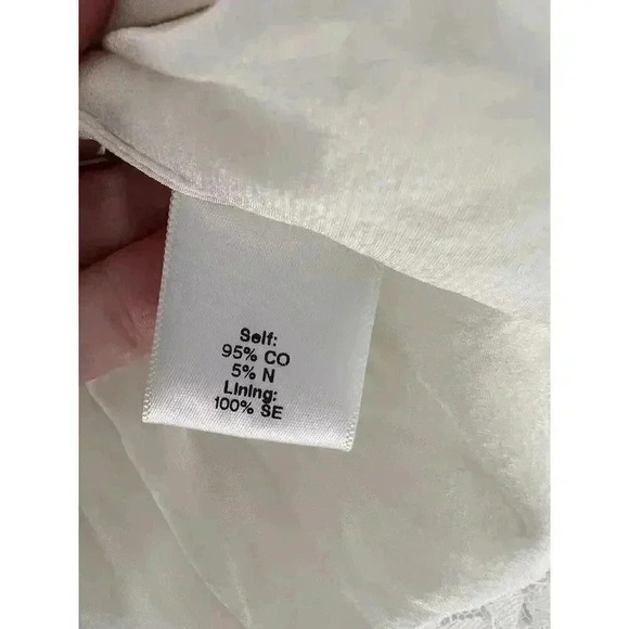 Luba by Hannah Payne Ivory Mesh Lace Peplum Babydoll Blouse SZ 0 Pants Size 4 - Picture 12 of 16